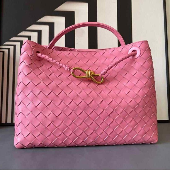 Pink Woven Leather Shoulder Bag - Picture 3 of 11